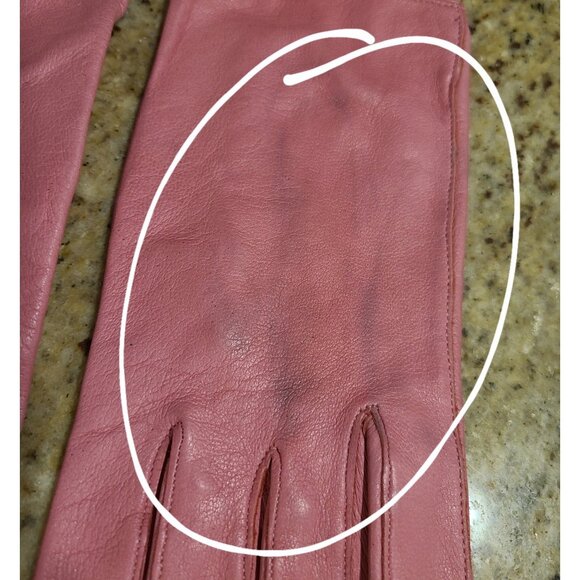Vintage Womens Size S Pink Leather 8" Short Gloves Cabretta - Picture 4 of 16
